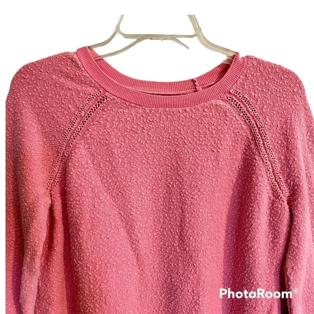 American Eagle Small Crewneck Sweater Pink Popcorn Texture Long Sleeve T… - Picture 2 of 7